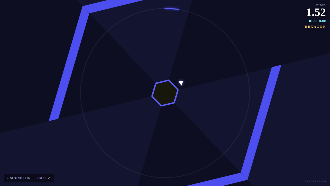 Vector Hexagon — a glowing cyan hexagon with walls closing in